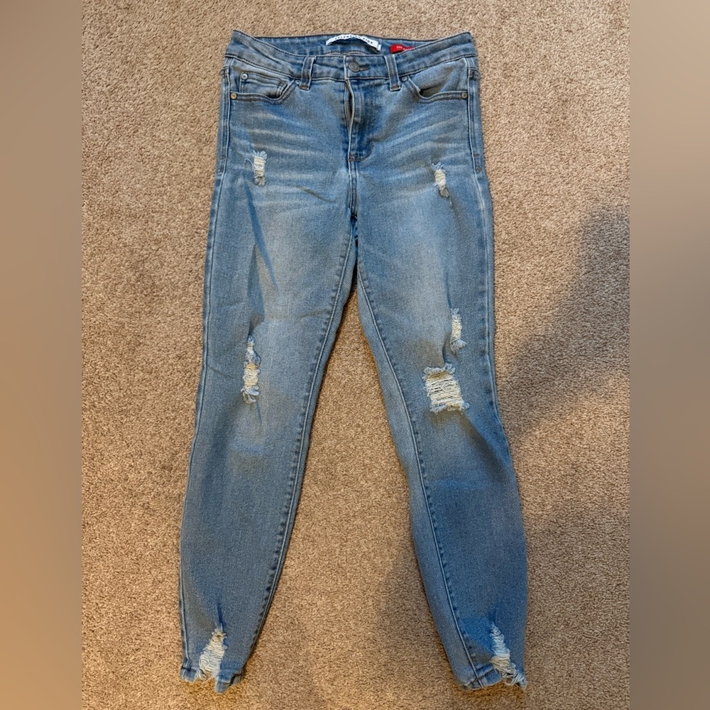 Celebrity Pink Light Blue Distressed Skinny Jeans